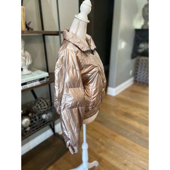 AllSaints Mika Metallic Puffer Gold Womens Size 4 - Picture 6 of 12